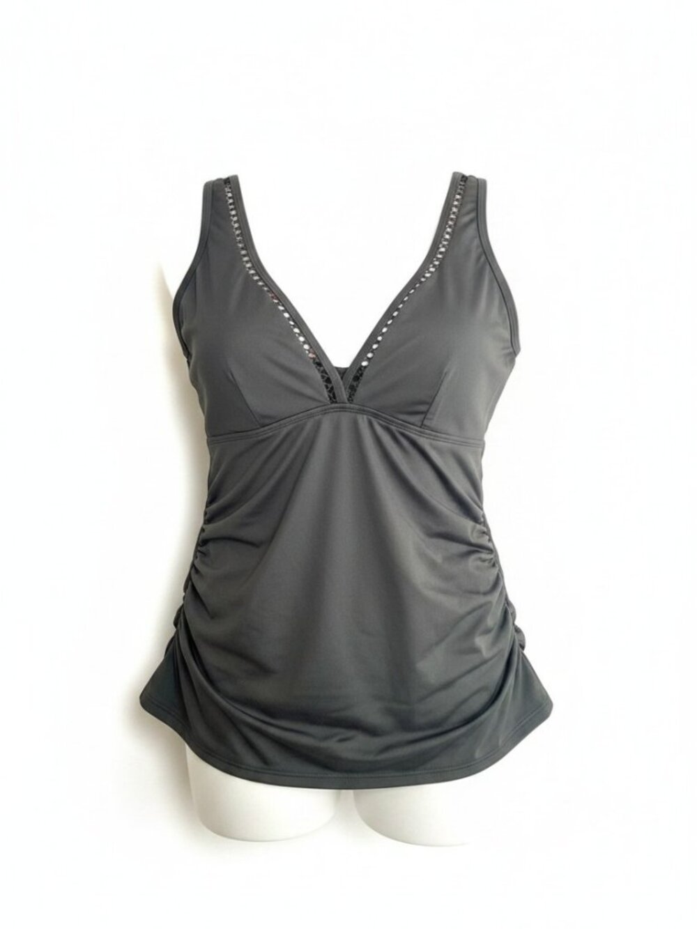 Sea Level Australia Black Ruched Swim Tank V-Neck Tankini - Size 8 - Picture 2 of 5